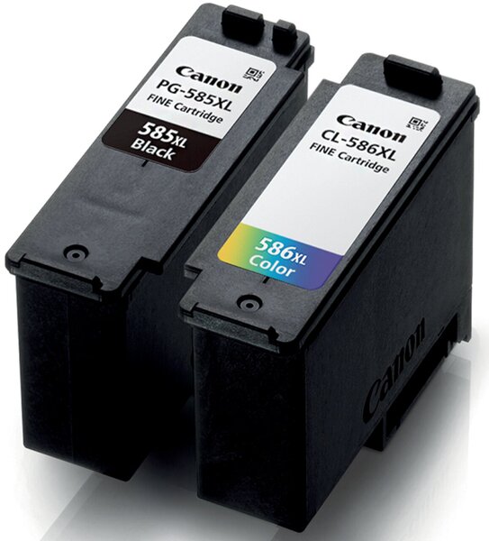 Tintenpatrone Multipack XL PG-585 und CL-586 plus Papier, für Canon Drucker, 10,3 ml + 14,3 ml, schwarz und 3-farbig