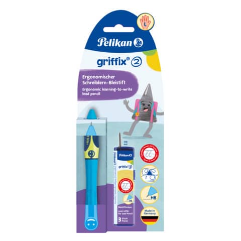 Bleistift griffix® HB für Linkshänder, Neon Fresh Blue PELIKAN 300009680