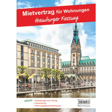 Mietvertrag für Wohnraum - Hamburger Fassung, 12 Seiten, gefalzt auf DIN A4 RNK 526