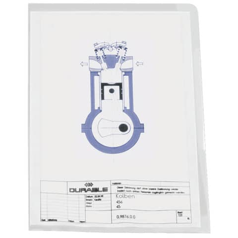 Sichthülle, A4 hoch, Hartfolie, glänzend, 0,15 mm, transparent DURABLE 2339 19