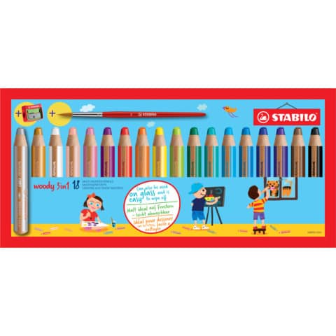 Multitalent-Stift woody 3 in 1, 18 Stück, sortiert STABILO 880/18-3