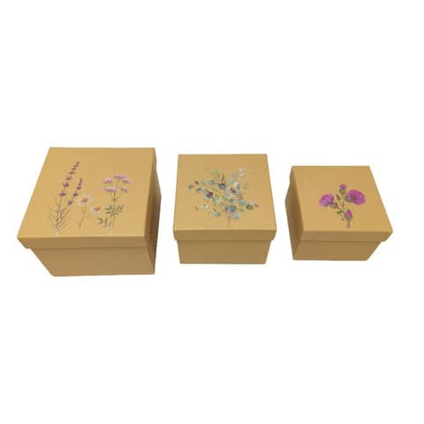 Geschenkkarton Blumen, 3-teilig, natur PBS 55472