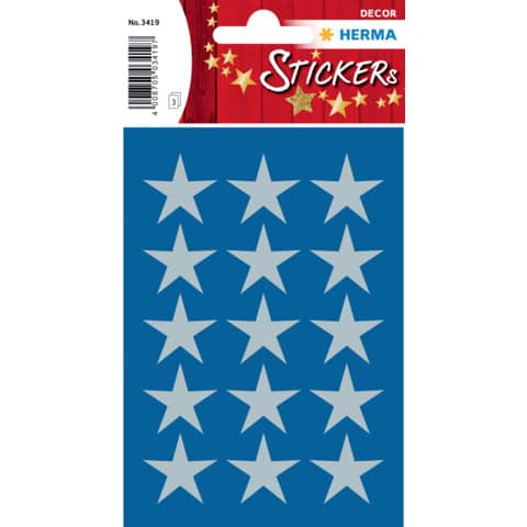 Sticker Sterne, Ø22mm, 45 Stück, silber HERMA 3419