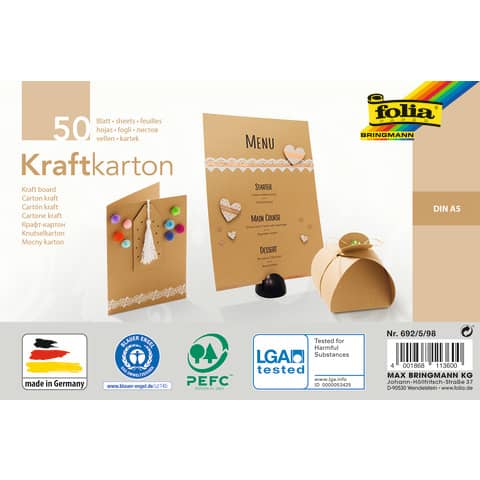 Kraftpapier, A5, 230g/m², 50 Blatt, natur FOLIA 692/5/98