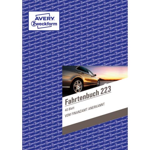 Fahrtenbuch, A5, 40 Blatt für 858 Fahrten AVERY ZWECKFORM 223