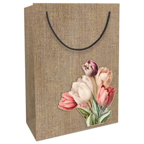 Ostertragetasche Tulpe, 33 x 23 x 11 cm, Packpapier BY NATURE 4017-24303