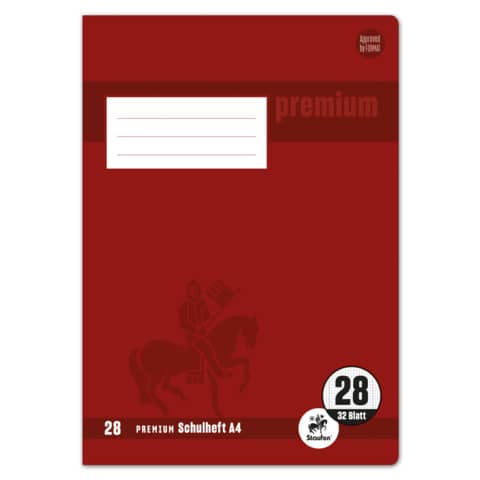 Heft, A4, 90g/m², 32 Blatt, Lin.28, kariert mit Rand STAUFEN PREMIUM 734010628