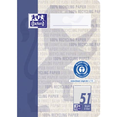 Oktavheft, A6, 90g/m², 32 Blatt, Lin.51, liniert, dunkelblau OXFORD 400159445