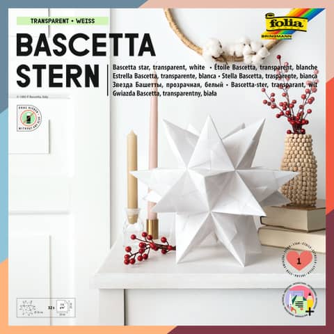 Bastelset Bascetta Stern, 20 x 20 cm, weiß FOLIA 800/2020