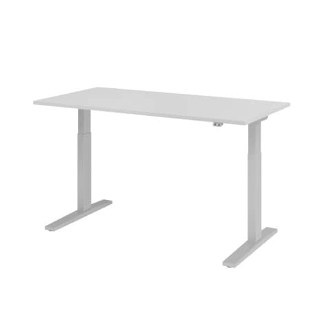 Schreibtisch C-Fuß - 160 x 70-120 x 80 cm, elektrisch höhenverstellbar, grau/silber HAMMERBACHER MONT.VXMKA16/5/S