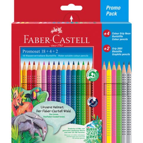 Farbstifte Colour Grip, 18 Stück+6 Stück, sortiert FABER CASTELL 201540