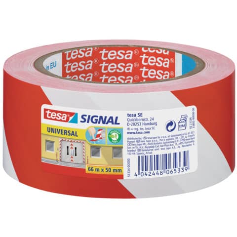 Markierungsklebeband Signal Universal, PP, 66 m x 50 mm, rot-weiß TESA 58134-00000-00