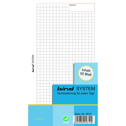 Notizeinlage kariert Medium A6, für Bind System, 50 Blatt BIND 2610