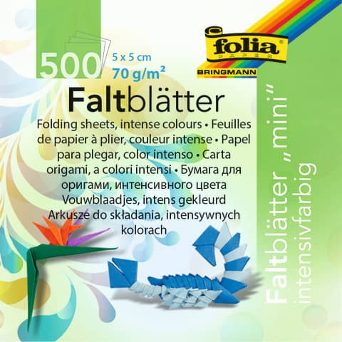 Faltblatt Mini, 5x5cm, 10 Farben, sortiert FOLIA 8955