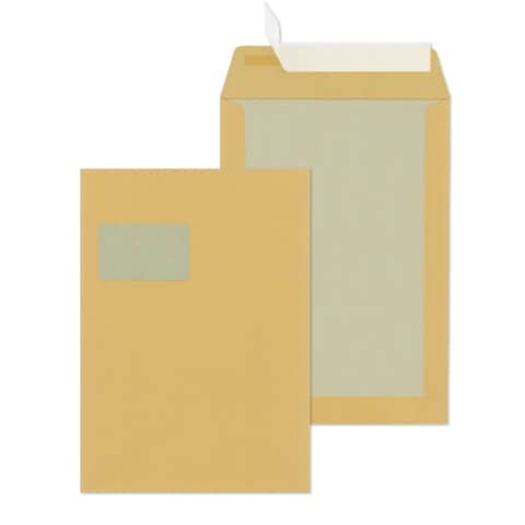 Papprückwandtasche mit Fenster, C4, 110g/m², Haftklebend, braun MAILMEDIA 30022360