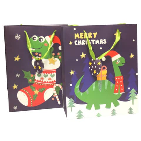 Geschenktragetasche Weihnachtsdino, 32x26x12cm, sortiert  51464
