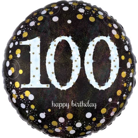 Folienballon Happy Birthday 100 Ø43cm, sparkling AMSCAN 3374401