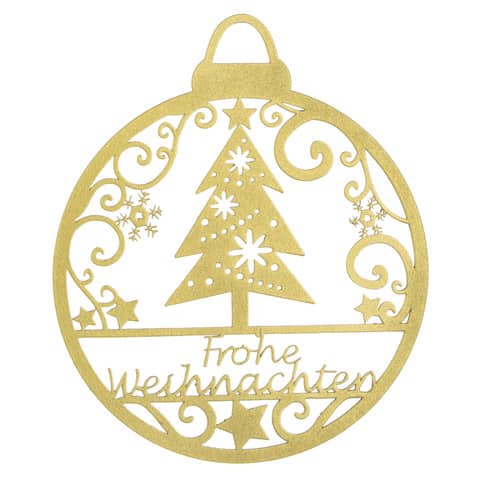 Aufhänger "Frohe Weihnachten'', Ø8cm, gold  10603