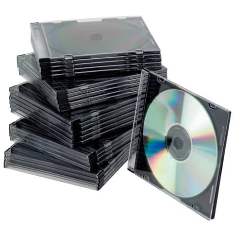 CD-Hülle SlimCase, 25 Stück, schwarz/transparent Q-CONNECT KF02210