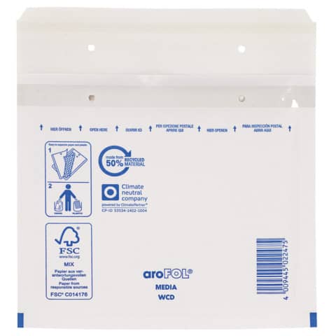 Luftpolstertasche Classic CD, 200x175mm, 100 Stück, weiß AROFOL 2FVAF000113