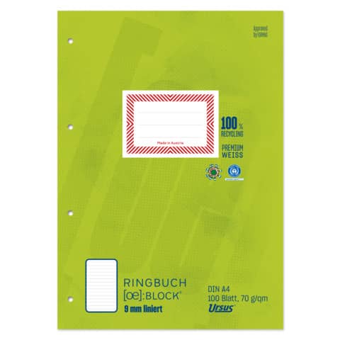 Ringbuchblock, A4, 2-loch, 100 Blatt, kariert STAUFEN GREEN 044380 20