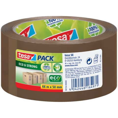 Packband tesapack® Eco & Strong, PP, 66 m x 50 mm, braun TESA 58154-00000-00