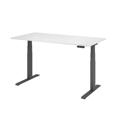 Schreibtisch C-Fuß - 160 x 64-129 x 80 cm, elektrisch höhenverstellbar, weiß/graphit HAMMERBACHER MONT.VXDKB16/W/G