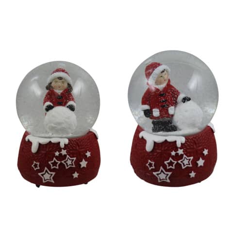 Weihnachtsschneekugel Kinder, 10,5x10,5x14,5cm, sortiert  52852