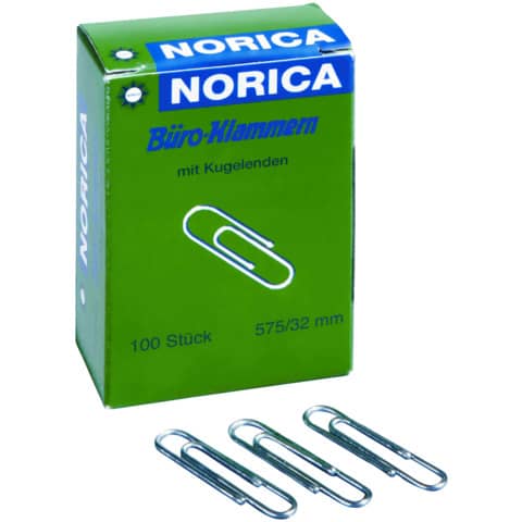 Büroklammer 32mm Norica, Kugelenden, 100 Stück NORICA 2225