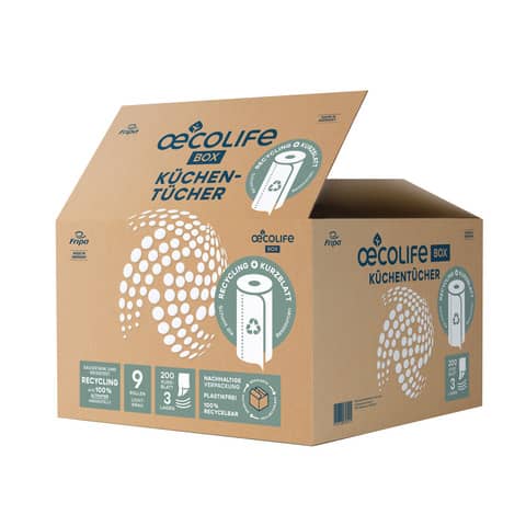 Oecolife-Küchentuchbox Küchenrolle RC, 3-lagig, 9 Rollen, weißgrau FRIPA 3299000