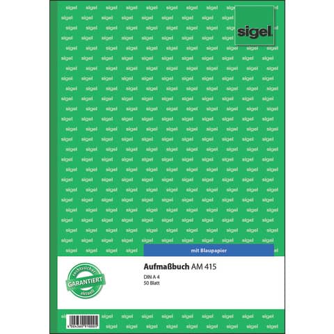 Aufmassbuch, A4, 50 Blatt SIGEL AM415