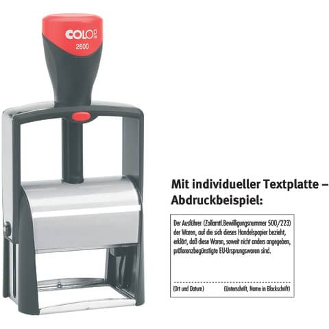 Selbstfärbestempel mit Platte 8 Zeilen   individuell COLOP 2600P