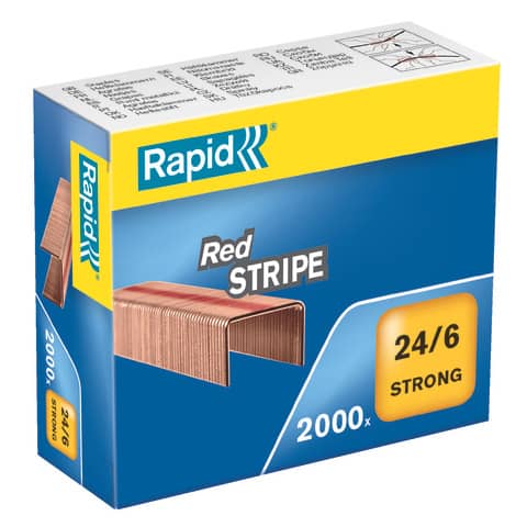 Heftklammern 24/6mm Red Stripe, verzinkt, mit Sollbruchstelle, 2000 Stück RAPID 11700245