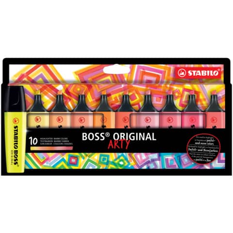 Textmarker BOSS® ORIGINAL Etui "ARTY", 10 Stück, sortiert STABILO 70/10-1-20