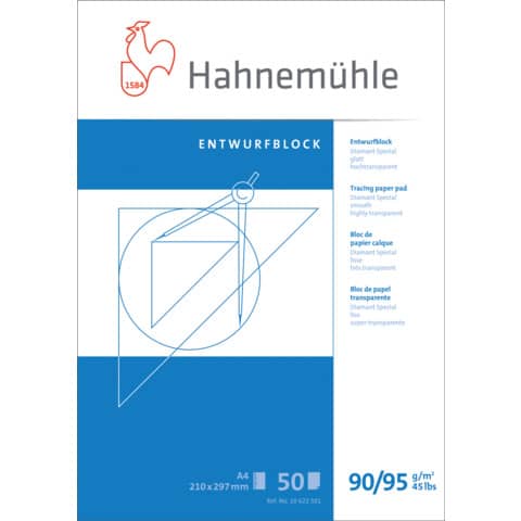 Transparentpapierblock, A4, 90/95g/m², 50 Blatt HAHNEMÜHLE 10622501