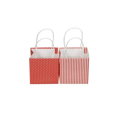 Geschenktragetasche Papier, 10,5 x 10,5 x 10,5 cm, rot/weiß sortiert  661331010449