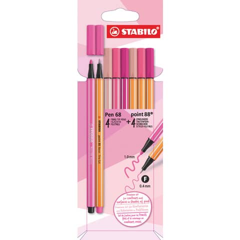 Stiftetui Pen68&Pen88 Shades of Pink, 8 Stück STABILO D/87-3576