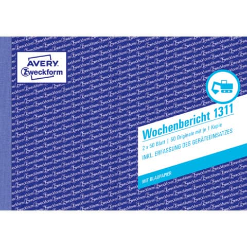 Wochenbericht mit Blaupapier, A5 quer, 2x50 Blatt AVERY ZWECKFORM 1311