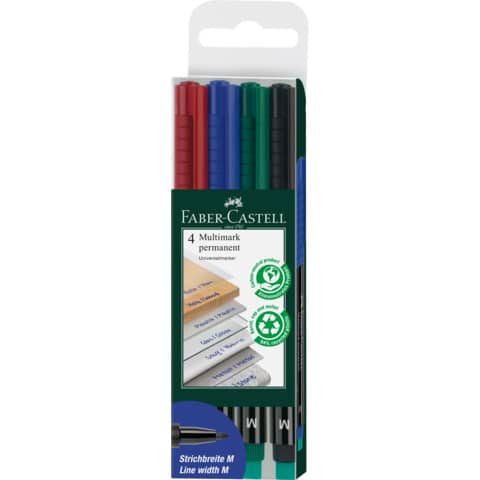 Stift Multimarker permanent M 4ST sortiert FABER CASTELL 152504