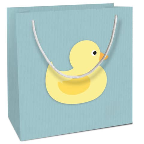 Geschenktragetasche Baby Ente, 21 x 20 x 8 cm, Packpapier, hellblau BY NATURE 4012-2310