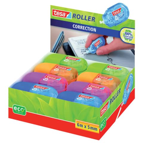 Korrekturroller ecoLogo® Mini, 5mmx6m, sortiert TESA 59816-00000-00