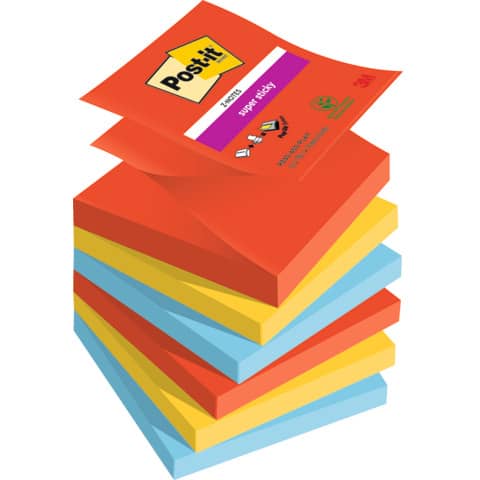 Haftnotizblock Super Sticky Z-Notes Playful Collection, 76x76mm, 5x90 Blatt, sortiert POST-IT R330-6SS-PLAY