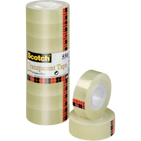 Klebefilm transparent 550, Polypropylenfolie, 33 m x 19 mm, 8 Rollen SCOTCH 5501933