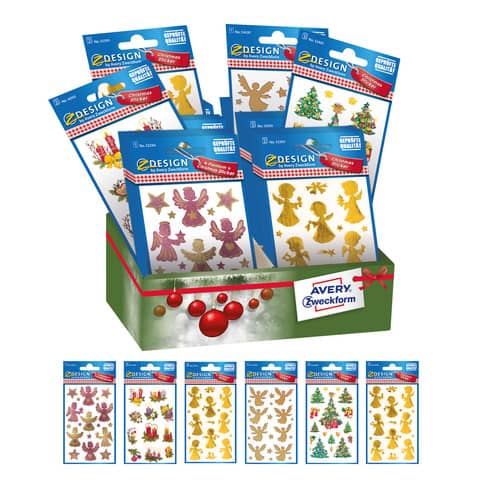 Weihnachtssticker Engel, 60 Stück, sortiert AVERY ZWECKFORM 52941