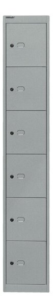 Schließfachschrank Office, 1 Abteil, 6 Fächer, abschließbar, aus Stahl, (H x B x T) 1802 x 305 x 305 mm, silber