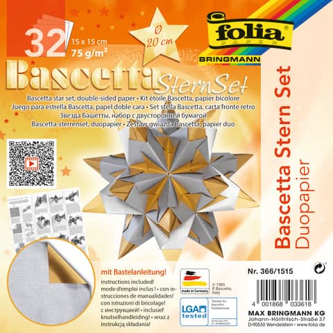 Bastelset Bascetta duo, 15 x 15 cm, silber/gold FOLIA 366/1515