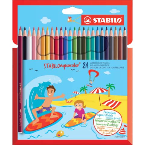 Farbstifte STABILOaquacolor®, Kartonetui mit 24 Stiften STABILO 1624-6