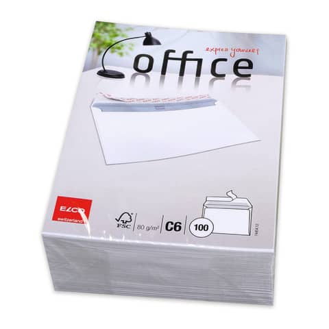 Briefumschlag Office ohne Fenster, C5, 80g/m², haftklebend, 100 Stück, weiß ELCO 74454-12