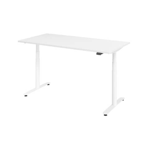 Schreibtisch T-Fuß - 160 x 63-127 x 80cm, elektrisch höhenverstellbar, weiß/silber HAMMERBACHER VXDLR16/W/S