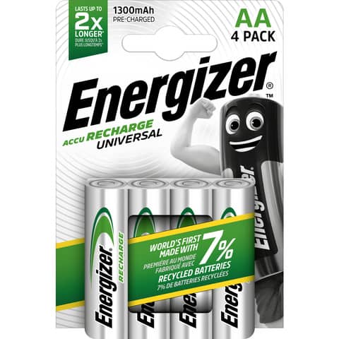 Batterie Akku AA NiMH 1300mAh, 4 Stück, weiß/grün ENERGIZER E301376004